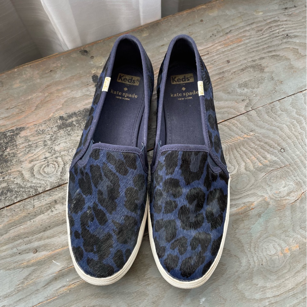 Keds x Kate Spade triple decker blue leopard sneakers | size 8.5